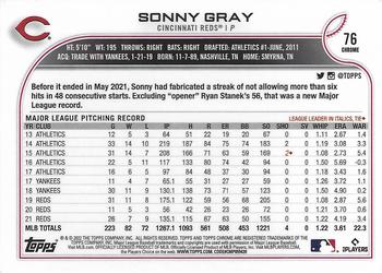 2022 Topps Chrome Sonic #76 Sonny Gray Back