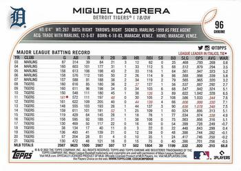 2022 Topps Chrome Sonic #96 Miguel Cabrera Back