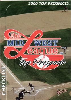 2000 Multi-Ad Midwest League Top Prospects (Numbered Oval Logo) #1 Header / Checklist Front