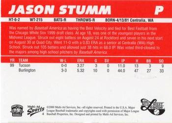 2000 Multi-Ad Midwest League Top Prospects (Numbered Oval Logo) #4 Jason Stumm Back