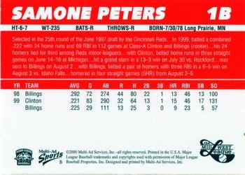 2000 Multi-Ad Midwest League Top Prospects (Numbered Oval Logo) #8 Samone Peters Back
