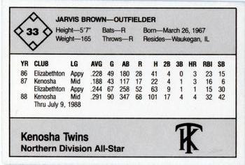 1988 Grand Slam Midwest League All-Stars - No MLB Logo #33 Jarvis Brown Back