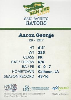 2017 Juco World Series San Jacinto North Gators #NNO Aaron George Back