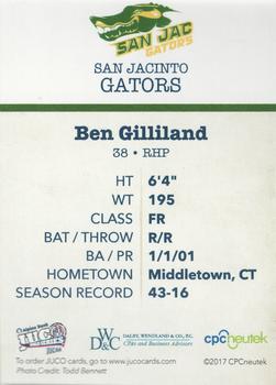 2017 Juco World Series San Jacinto North Gators #NNO Ben Gilliland Back