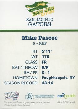 2017 Juco World Series San Jacinto North Gators #NNO Mike Pascoe Back