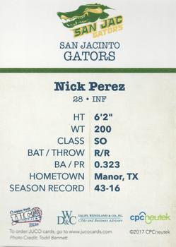 2017 Juco World Series San Jacinto North Gators #NNO Nick Perez Back
