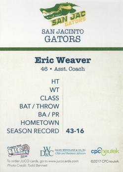 2017 Juco World Series San Jacinto North Gators #NNO Eric Weaver Back