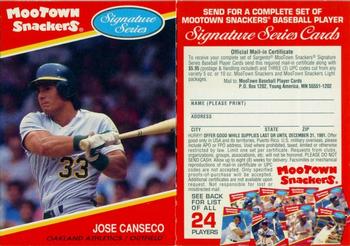 1991 MooTown Snackers - Foldout Panels #1 Jose Canseco Front