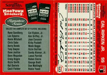 1991 MooTown Snackers - Foldout Panels #14 Cal Ripken Jr. Back