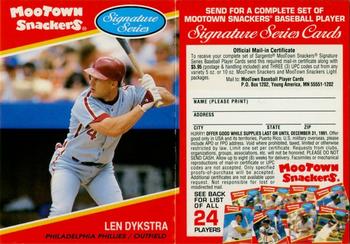 1991 MooTown Snackers - Foldout Panels #18 Len Dykstra Front