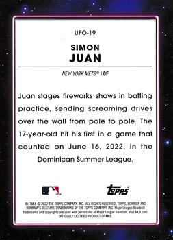 2022 Bowman's Best - UFO #UFO-19 Simon Juan Back