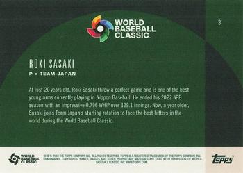 2023 Topps World Baseball Classic Global Stars #3 Roki Sasaki Back