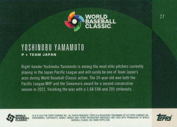 2023 Topps World Baseball Classic Global Stars #27 Yoshinobu Yamamoto Back