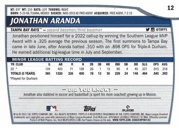 2023 Topps Big League #12 Jonathan Aranda Back