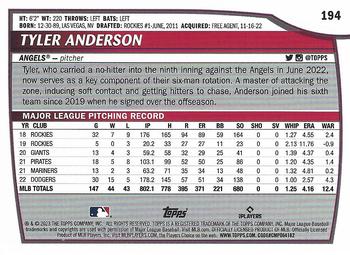 2023 Topps Big League #194 Tyler Anderson Back
