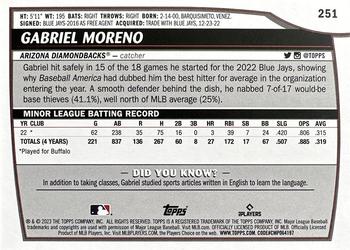 2023 Topps Big League #251 Gabriel Moreno Back