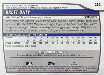 2023 Topps Big League #252 Brett Baty Back