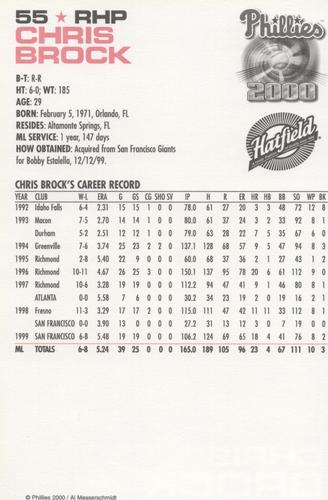 2000 Philadelphia Phillies #NNO Chris Brock Back
