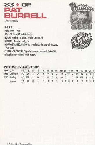 2000 Philadelphia Phillies #NNO Pat Burrell Back