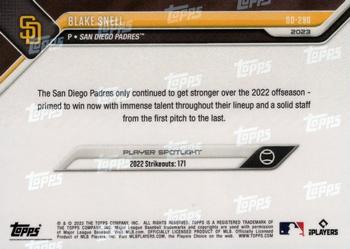 2023 Topps Now Road to Opening Day San Diego Padres #OD-290 Blake Snell Back