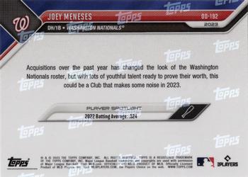 2023 Topps Now Road to Opening Day Washington Nationals #OD-192 Joey Meneses Back