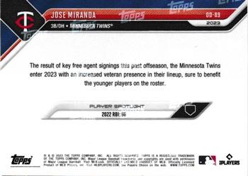 2023 Topps Now Road to Opening Day Minnesota Twins #OD-89 Jose Miranda Back
