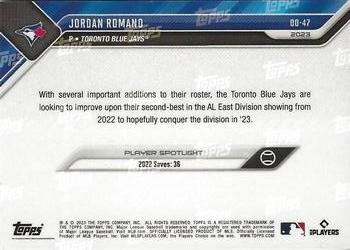 2023 Topps Now Road to Opening Day Toronto Blue Jays #OD-47 Jordan Romano Back