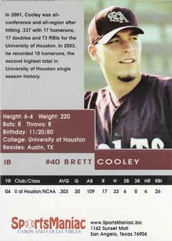 2005 San Angelo Colts #NNO Brett Cooley Back