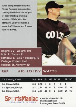 2005 San Angelo Colts #NNO Joldy Watts Back