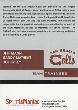 2005 San Angelo Colts #NNO Jeff Mann / Randy Matthews / Joe Briley Back
