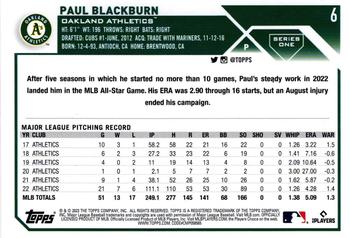 2023 Topps - Purple #6 Paul Blackburn Back