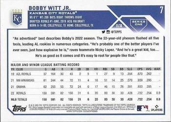 2023 Topps - Purple #7 Bobby Witt Jr. Back