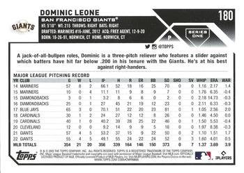 2023 Topps - Purple #180 Dominic Leone Back