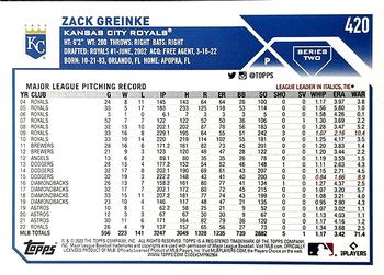 2023 Topps - Purple #420 Zack Greinke Back