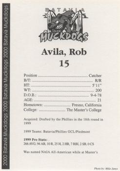 2000 Batavia Muckdogs #NNO Rob Avila Back