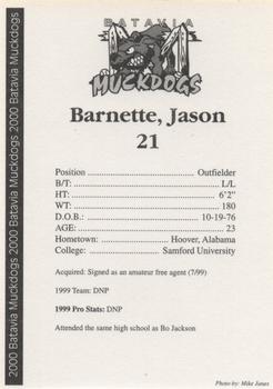 2000 Batavia Muckdogs #NNO Jason Barnette Back