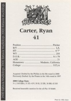 2000 Batavia Muckdogs #NNO Ryan Carter Back