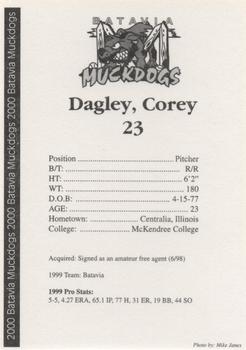 2000 Batavia Muckdogs #NNO Corey Dagley Back