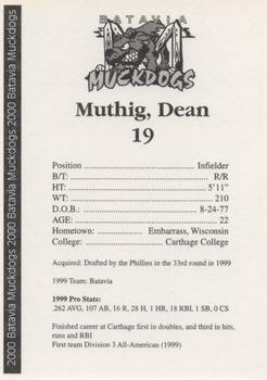 2000 Batavia Muckdogs #NNO Dean Muthig Back