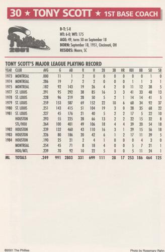 2001 Philadelphia Phillies #NNO Tony Scott Back