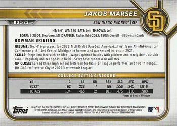 2022 Bowman Draft Sapphire Edition - Red #BDC-73 Jakob Marsee Back