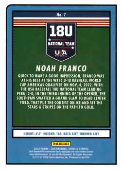 2023 Panini USA Baseball Stars & Stripes #7 Noah Franco Back