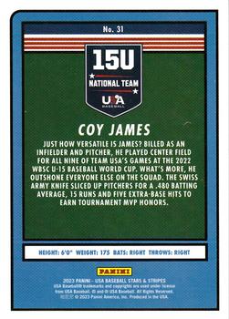 2023 Panini USA Baseball Stars & Stripes #31 Coy James Back