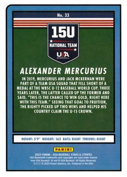 2023 Panini USA Baseball Stars & Stripes #33 Alexander Mercurius Back