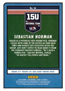 2023 Panini USA Baseball Stars & Stripes #36 Sebastian Norman Back