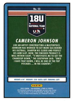 2023 Panini USA Baseball Stars & Stripes #53 Cameron Johnson Back