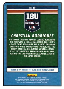 2023 Panini USA Baseball Stars & Stripes #58 Christian Rodriguez Back