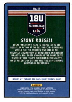 2023 Panini USA Baseball Stars & Stripes #59 Stone Russell Back