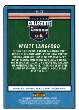 2023 Panini USA Baseball Stars & Stripes #73 Wyatt Langford Back