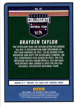 2023 Panini USA Baseball Stars & Stripes #81 Brayden Taylor Back